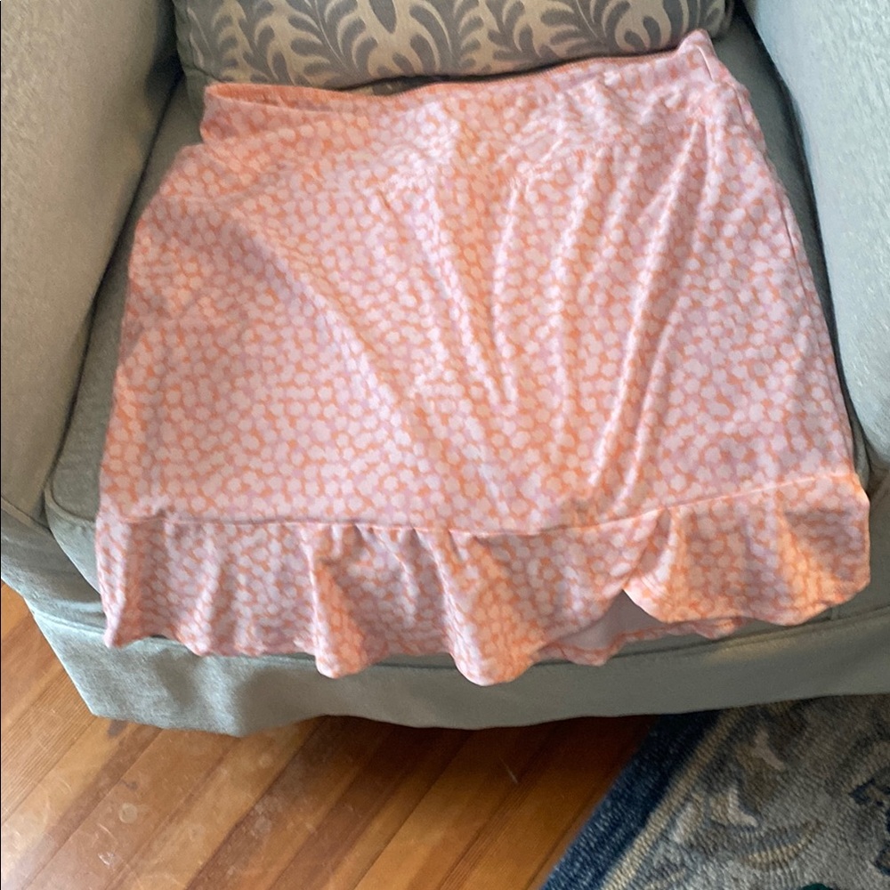 Pink Mini Skater Skirt with Ruffled Hem